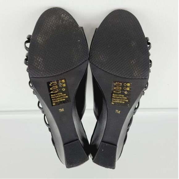 New York Transit Black Vegan Leather Wedge Sandal, Size 7 M **NEW** - Picture 6 of 8